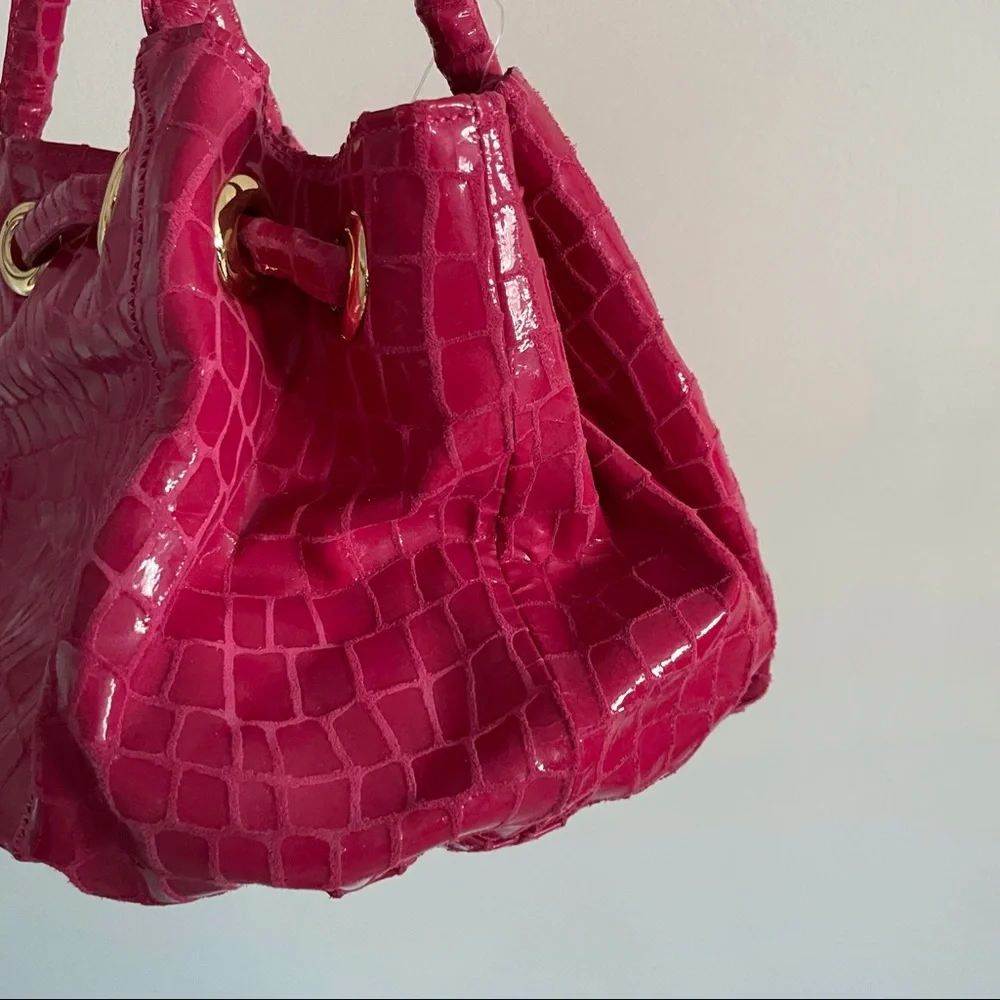 Carlos falchi pink leather drawstring bucket bag - Picture 5 of 14